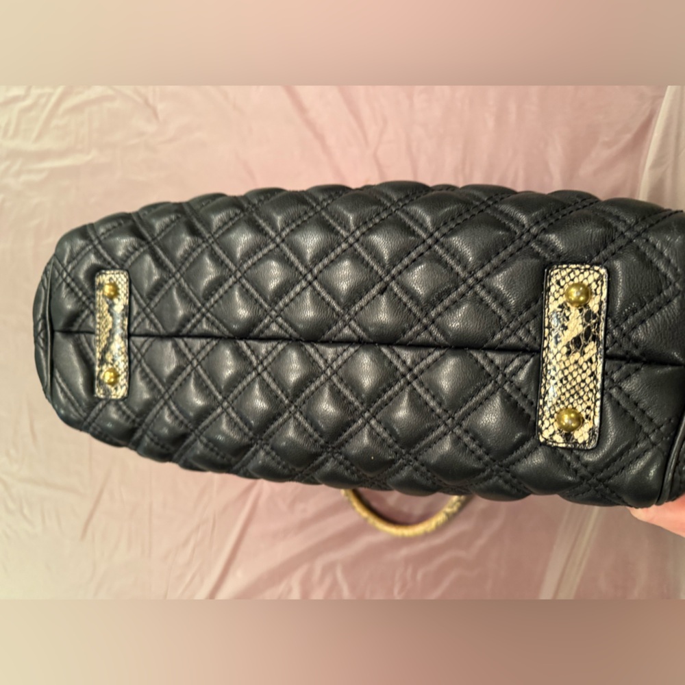 Marc Jacobs Black Leather Quilted Large Stam bag w/ Snakeskin MSRP$1,495 dustbag - Picture 9 of 13